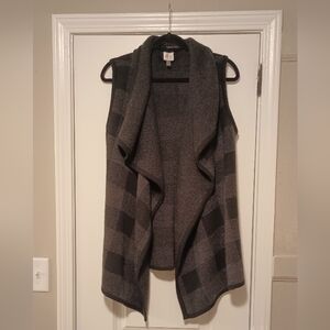 Cupio sleeveless cardigan vest waterfall front black and grey